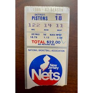 NBA 1987 New Jersey Nets vs Detroit Pistons Jan 7 Ticket Stub Game 18